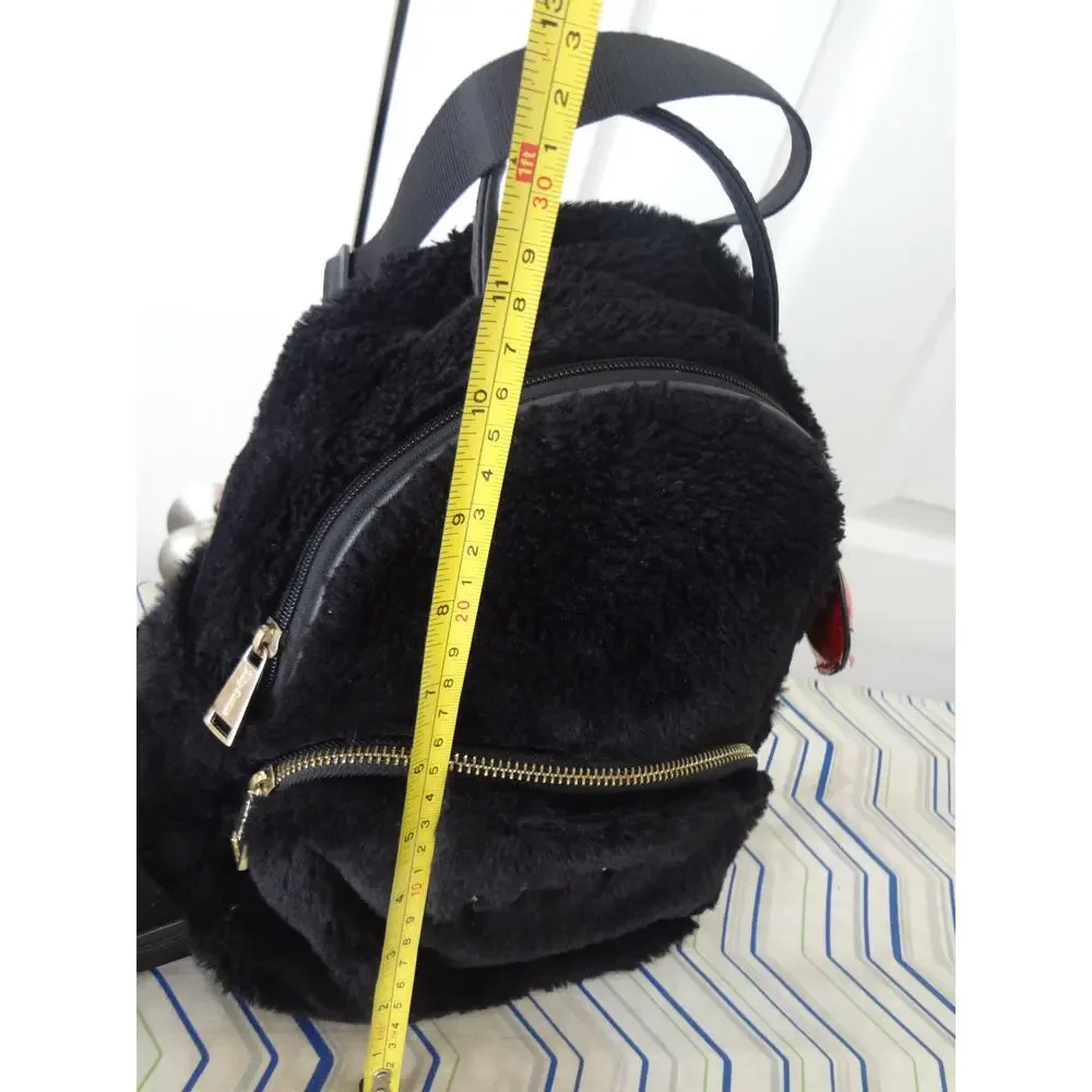 Juicy Couture Back Faux Fur Mini Small Backpack Red Heart Charm Gold Rhinestones